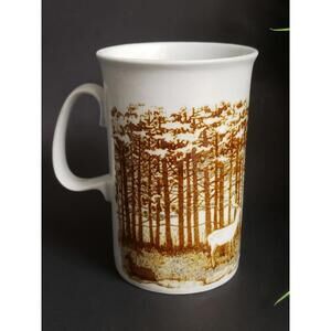 Vintage Dunoon Scotland Mug Deer Forest Moon Silhouette 4.5"